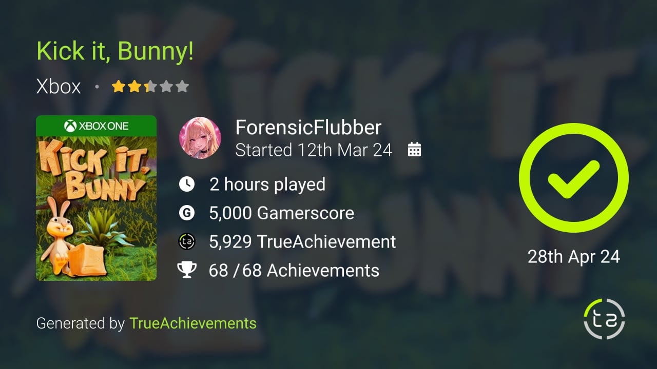 Kick it, Bunny! achievement summary